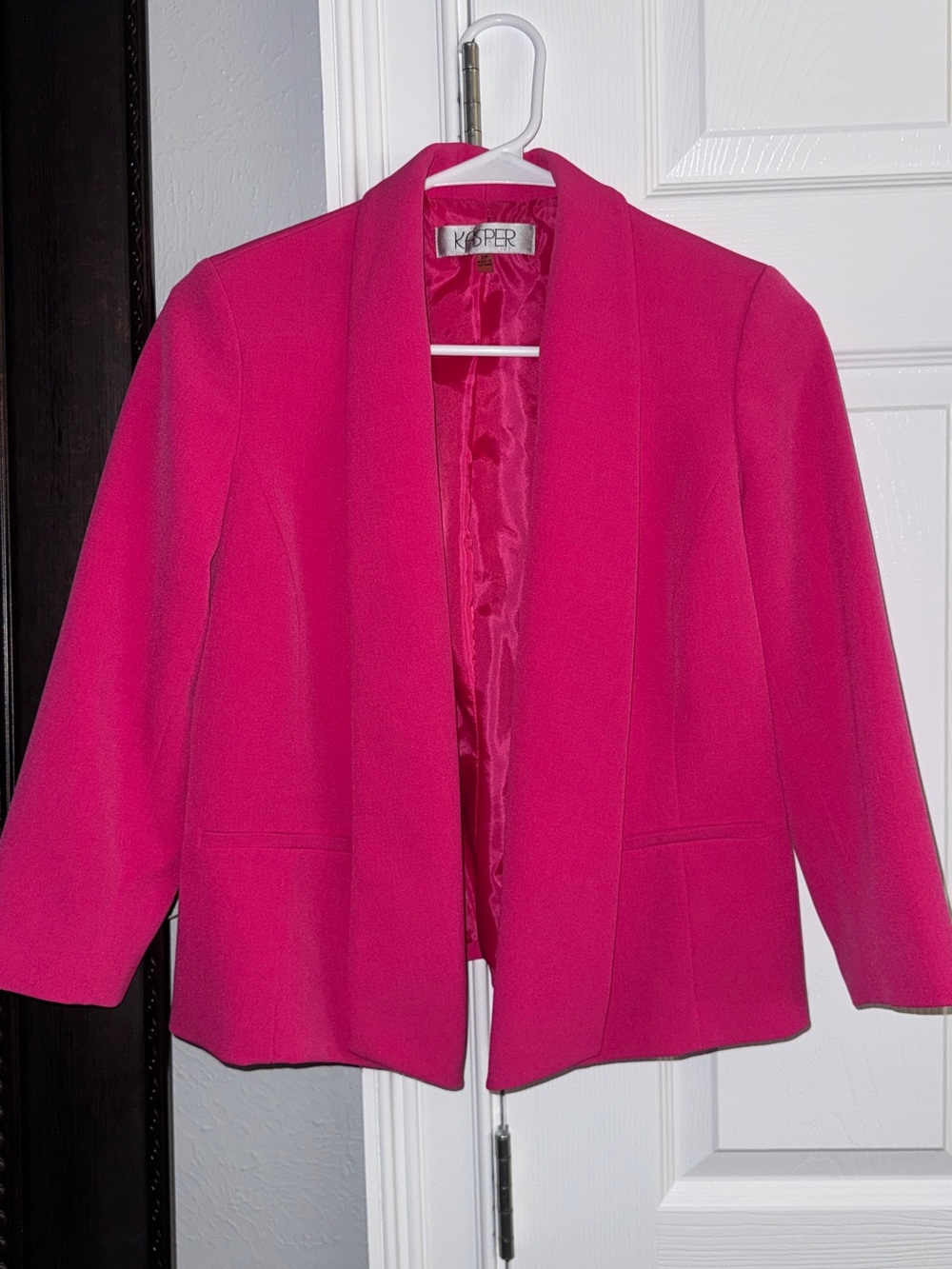 Kasper Bright Pink Open-Front Blazer